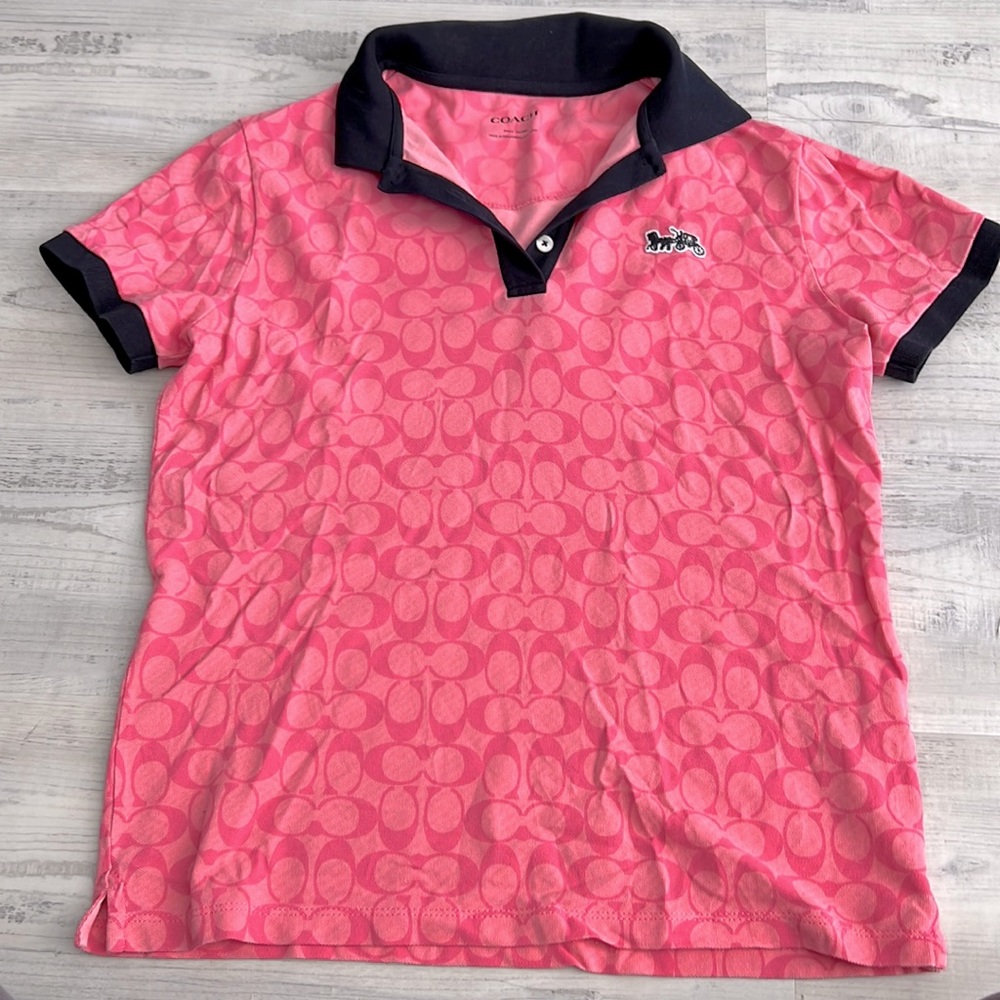 Authentic pink & navy blue Coach golf shirt 🩷